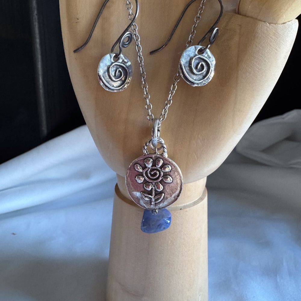Blue Kyanite Necklace With Earrings 925SS